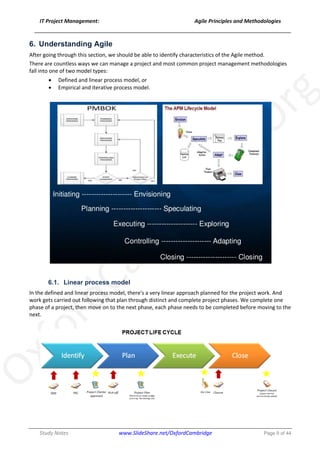 Agile Project Management Principles and Methodologies - Study Notes | PDF