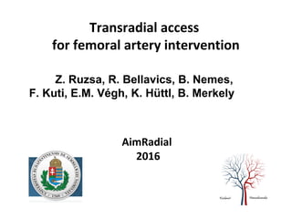 Transradial access
for femoral artery intervention
AimRadial
2016
Z. Ruzsa, R. Bellavics, B. Nemes,
F. Kuti, E.M. Végh, K. Hüttl, B. Merkely
 