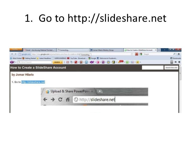 how to create a slideshare account slideshare account