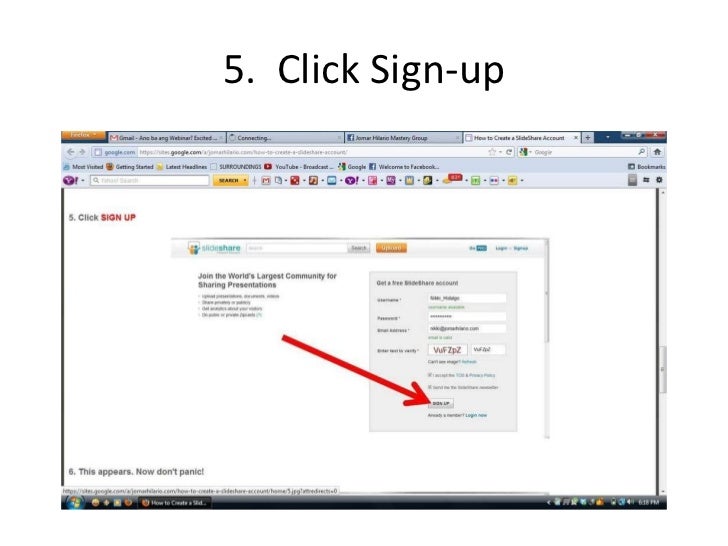 how to create a slideshare account