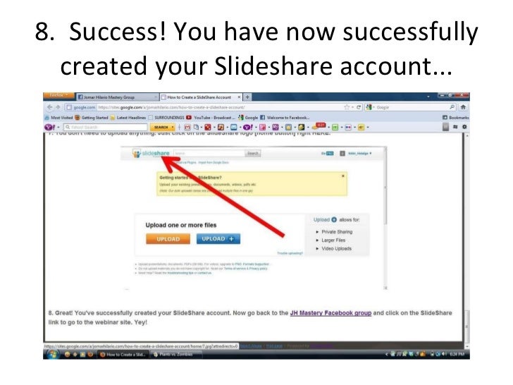how to create a slideshare account slideshare account