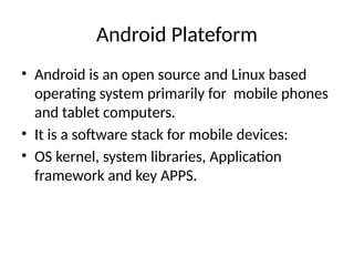 Comprehensive Overview of Android Programming and Architecture | PPTX