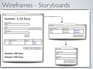 Wireframes - Storyboards
 