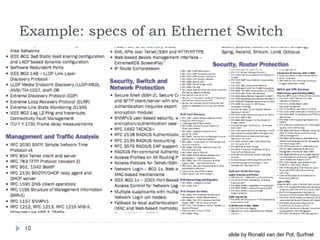 Example: specs of an Ethernet Switch
10
slide by Ronald van der Pol, Surfnet
 