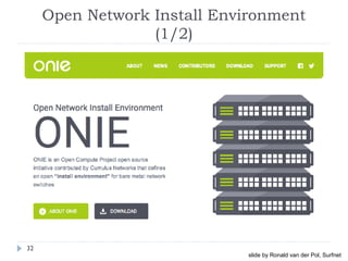Open Network Install Environment
(1/2)
32
slide by Ronald van der Pol, Surfnet
 