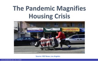 COVID CONVERSATIONS 2020 | APA + PLANRED
The Pandemic Magnifies
Housing Crisis
Source: CBS News, Los Angeles
 