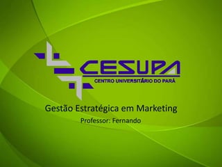 Gestão Estratégica em Marketing Professor: Fernando 