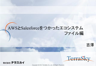 Copyright © 2014 TerraSky Co.,Ltd. All Rights Reserved.Copyright © 2014 TerraSky Co.,Ltd. All Rights Reserved.
AWSとSalesforceをつかったエコシステム
ファイル編
吉澤
 