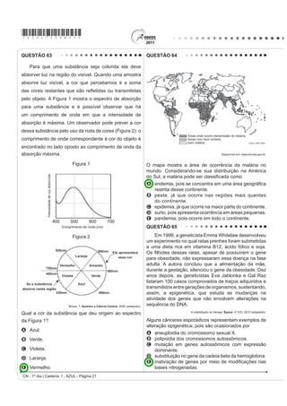*AZUL75sab20*

QUESTÃO 62

    $ HXWUR¿zação é um processo em que rios, lagos e mares adquirem níveis altos de nutrientes, especialmente
fosfatos e nitratos, provocando posterior acúmulo de matéria orgânica em decomposição. Os nutrientes são
assimilados pelos produtores primários e o crescimento desses é controlado pelo nutriente limítrofe, que é o
elemento menos disponível em relação à abundância necessária à sobrevivência dos organismos vivos. O ciclo
UHSUHVHQWDGR QD ¿JXUD VHJXLQWH UHÀHWH D GLQkPLFD GRV QXWULHQWHV HP XP ODJR




                            3
                           4




                                              SPIRO, T. G.; STIGLIANI, W. M. Química Ambiental. São Paulo: Pearson Education do Brasil, 2008 (adaptado).

A análise da água de um lago que recebe a descarga de águas residuais provenientes de lavouras adubadas
revelou as concentrações dos elementos carbono (21,2 mol/L), nitrogênio (1,2 mol/L) e fósforo (0,2 mol/L). Nessas
condições, o nutriente limítrofe é o
A   C.
B   N.
C   P.
D   CO2.
E   PO43.




                                                                                                 CN - 1º dia | Caderno 1 - AZUL - Página 20
 