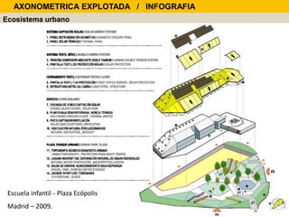 Ecosistema urbano
AXONOMETRICA EXPLOTADA / INFOGRAFIA
Escuela infantil - Plaza Ecópolis
Madrid – 2009.
 