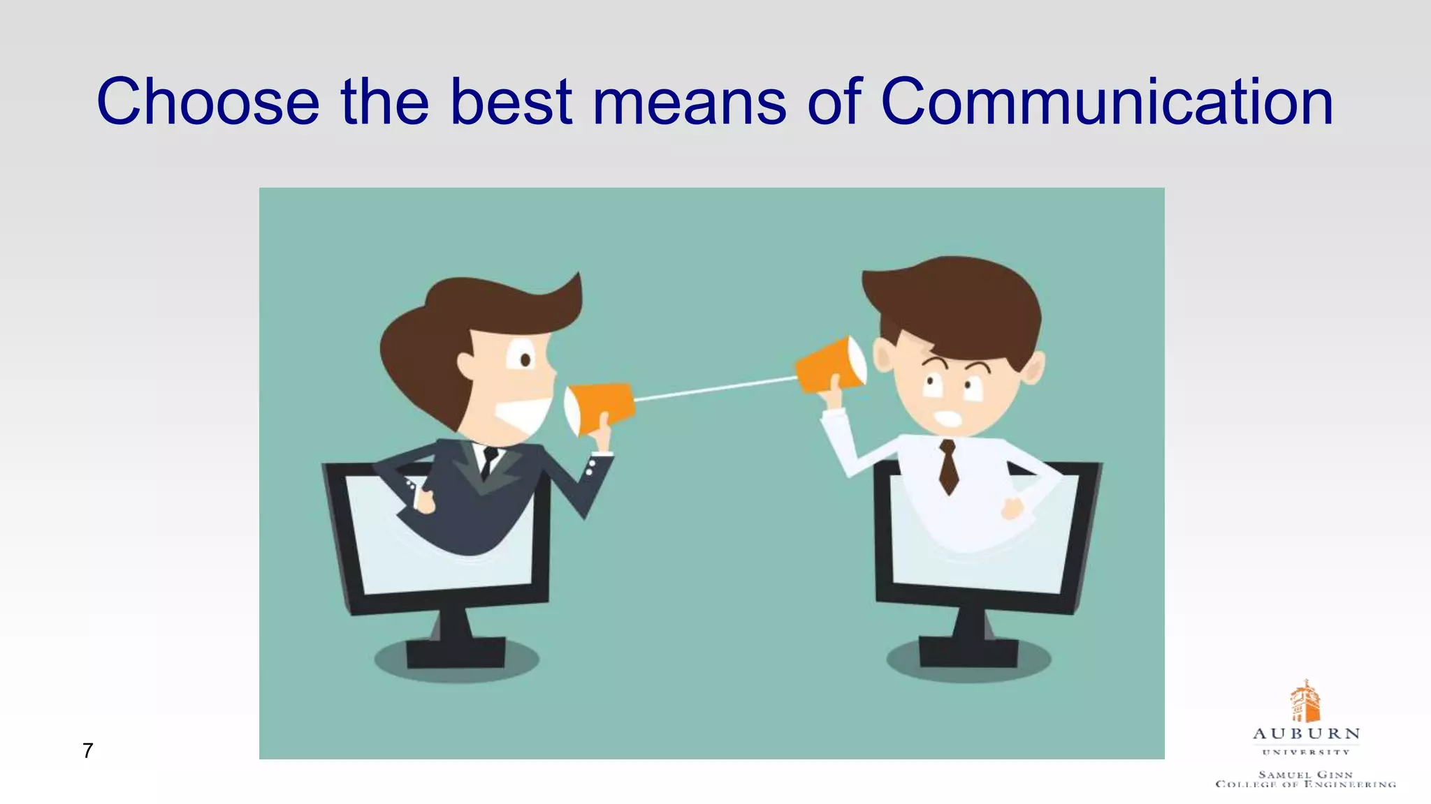 Choose the best means of Communication
7
 