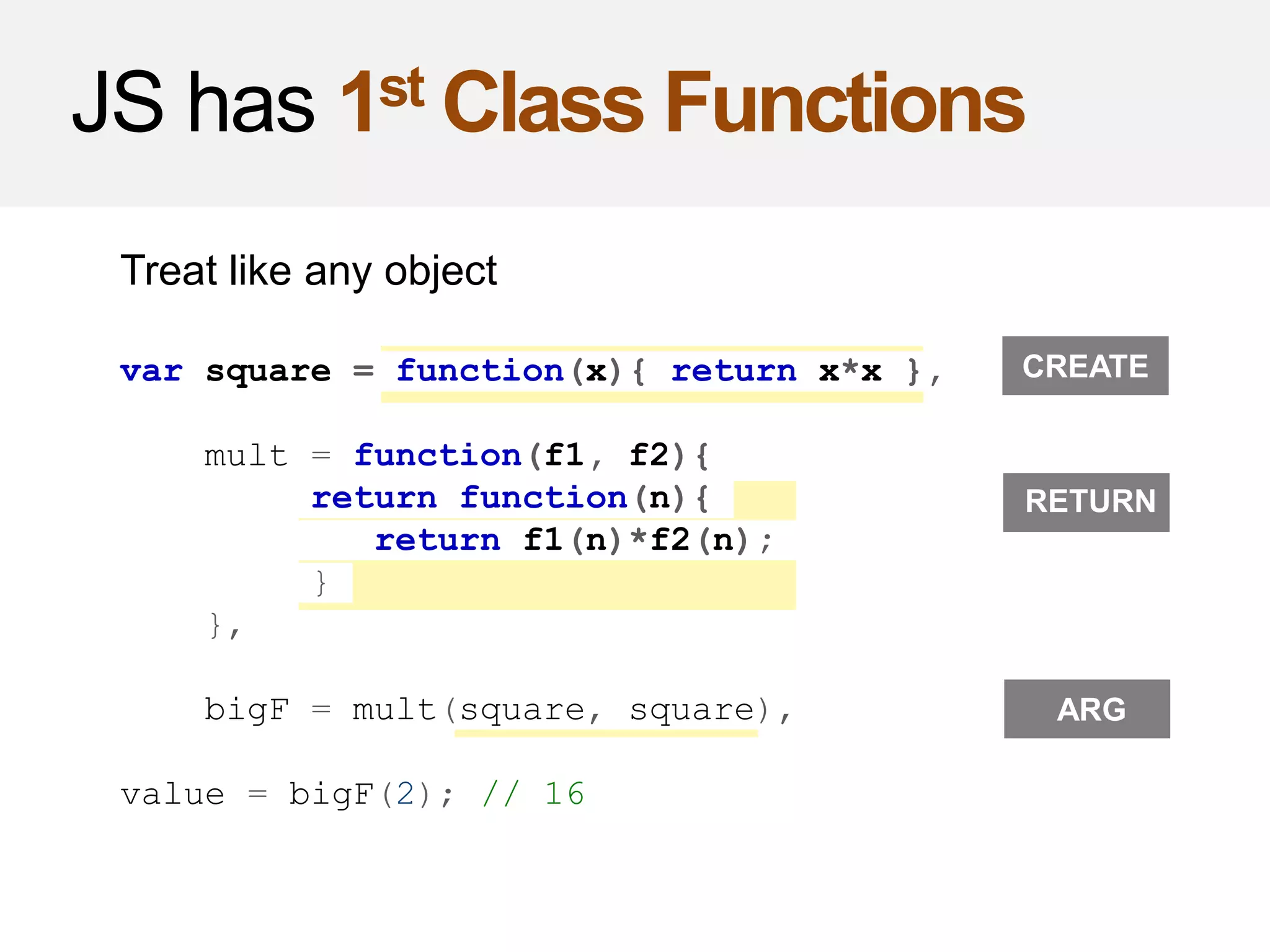 JS is Dynamic
Compilation and execution happen together.
var propMap = {
val: "value", html: "innerHTML"
};
for(var fnName in propMap){
$.prototype[fnName] = (function(prop){
return function(){
return this[prop];
}
})(propMap[fnName]);
}
 