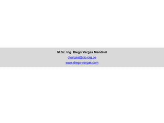 M.Sc. Ing. Diego Vargas Mendivil
dvargas@cip.org.pe
www.diego-vargas.com
 