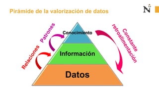 Pirámide de la valorización de datos
Conocimiento
Información
Datos
 