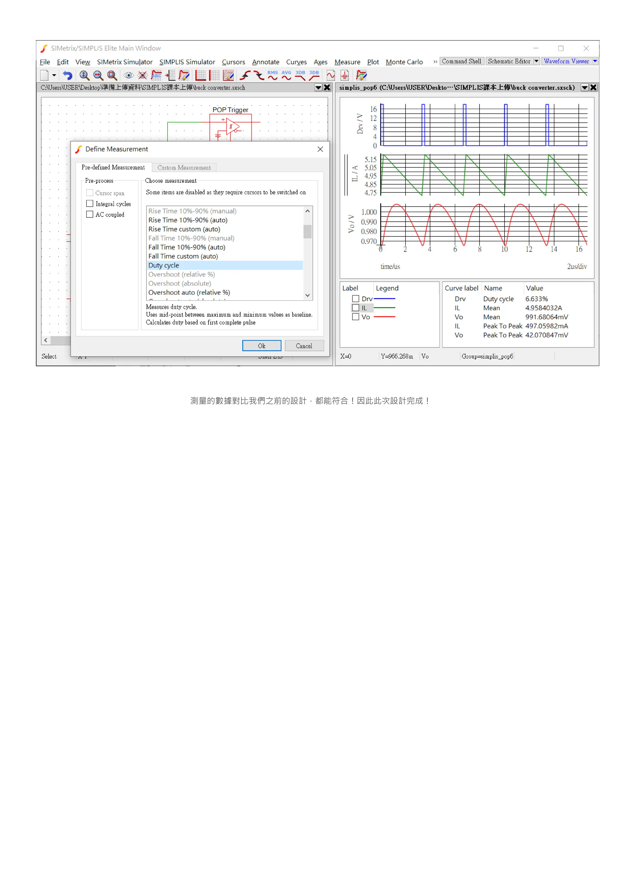 測量的數據對比我們之前的設計，都能符合！因此此次設計完成！
 