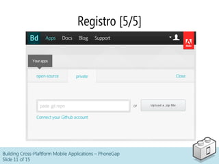 Building Cross-Plaftform Mobile Applications – PhoneGap
Slide 11 of 15
Registro [5/5]
 