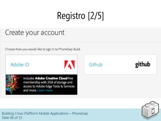 Building Cross-Plaftform Mobile Applications – PhoneGap
Slide 08 of 15
Registro [2/5]
 