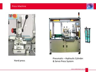 Press Machine
Hand press
Pneumatic – Hydraulic Cylinder
& Servo Press System
 