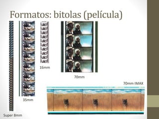 Super 8mm
35mm
70mm
16mm
70mm IMAX
Formatos: bitolas (película)
 