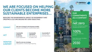 Public © Capgemini 2023. All rights reserved | 5
WE ARE FOCUSED ON HELPING
OUR CLIENTS BECOME MORE
SUSTAINABLE ENTERPRISES…
REDUCING THE ENVIRONMENTAL IMPACT OF ENTERPRISE IT AND
CREATING A CULTURE AROUND NET-ZERO OBJECTIVES
COMMIT
Net zero strategy & new business models
Purpose, commitments, transformation path
ACT
Sustainable
products
& services
Green experience
Sustainable
operations
Manufacturing
& Supply Chain
Sustainable IT
Devices, Apps
& Infrastructure
MONITOR
& REPORT
Data for net zero strategy
Data platform, monitoring & reporting
OUR
COMMITMENTS
AS A COMPANY
Become
net zero
by 2040, reducing our carbon
emissions by 90% v2019 *
100%
renewable electricity
by 2025
Help clients save 10 million
tons of CO2e by
2030
5
*The final 10% of residual emissions will be neutralized through high-
quality carbon removal solutions to bring us to ‘net zero’.
 