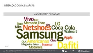 INTERAÇÃO COM AS MARCAS
53
Q.54 - Você disse que se lembra de propaganda dessas marcas. Em qual delas você clicou ou interagiu para entender melhor o
que estavam oferecendo?
Base: 468
MARCAS MAIS CLICADAS!
 