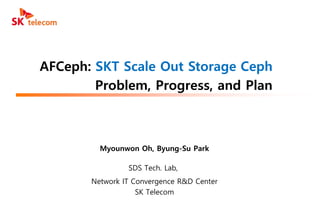 AFCeph: SKT Scale Out Storage Ceph
Problem, Progress, and Plan
Myounwon Oh, Byung-Su Park
SDS Tech. Lab,
Network IT Convergence R&D Center
SK Telecom
 