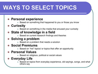 personal experience topics