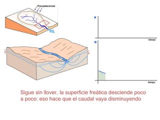 Sigue sin llover, la superficie freática desciende poco
a poco: eso hace que el caudal vaya disminuyendo
 