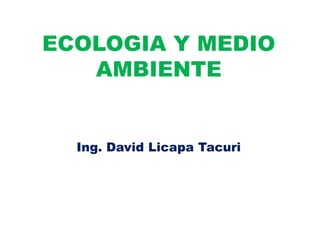 ECOLOGIA Y MEDIO AMBIENTE Ing. David Licapa Tacuri 