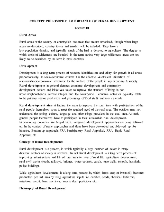 01 Concept Of Rural Development