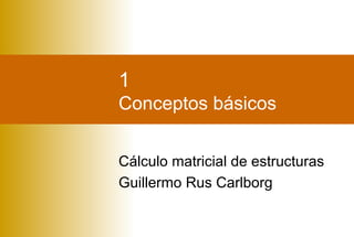 1
Conceptos básicos
Cálculo matricial de estructuras
Guillermo Rus Carlborg
 