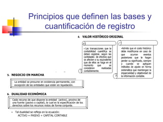 Principios que definen las bases y
cuantificación de registro
 