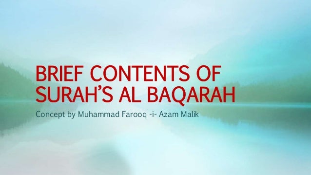01 Contents Of Surah Al Baqarah 01 Contents Of Surah Al Baqarah