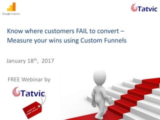 Know where customers FAIL to convert –
Measure your wins using Custom Funnels
FREE Webinar by
January 18th, 2017
 