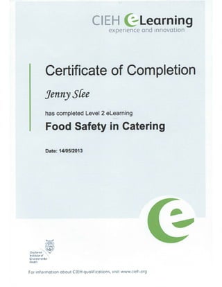 CIEH Level 2 Food Safety in Catering