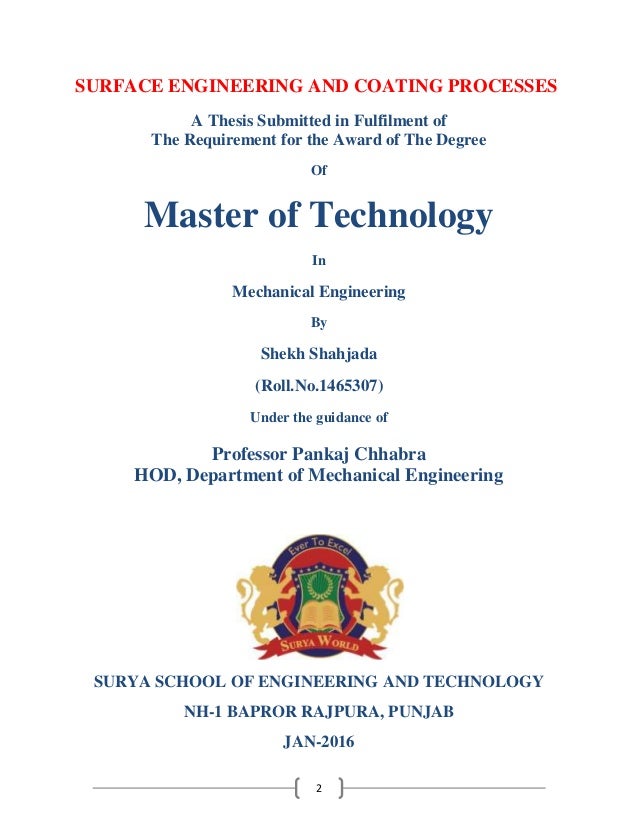 Mechanical engineering master thesis