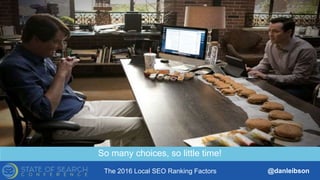 The 2016 Local SEO Ranking Factors @danleibson
THANK YOU!
SEE YOU AT THE NEXT #SMX
Reverse Engineering Google’s Local
Search Algorithm
So many choices, so little time!
 