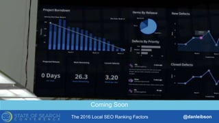 The 2016 Local SEO Ranking Factors @danleibson
Coming Soon
 