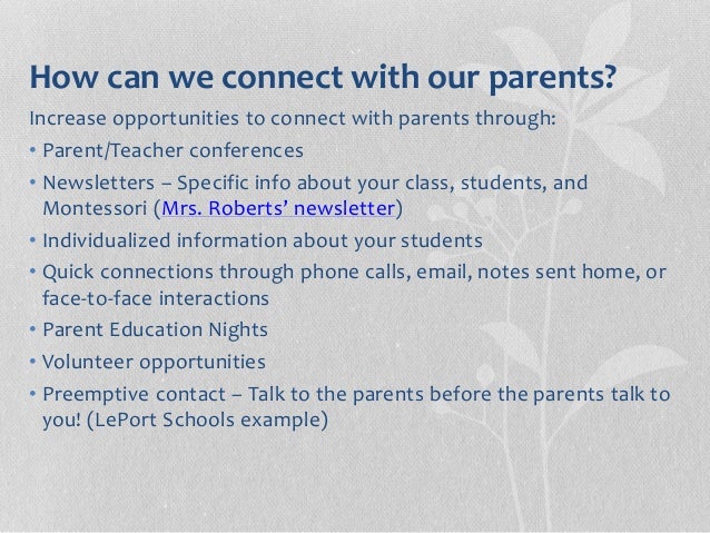 examples of newsletters for parents from teachers