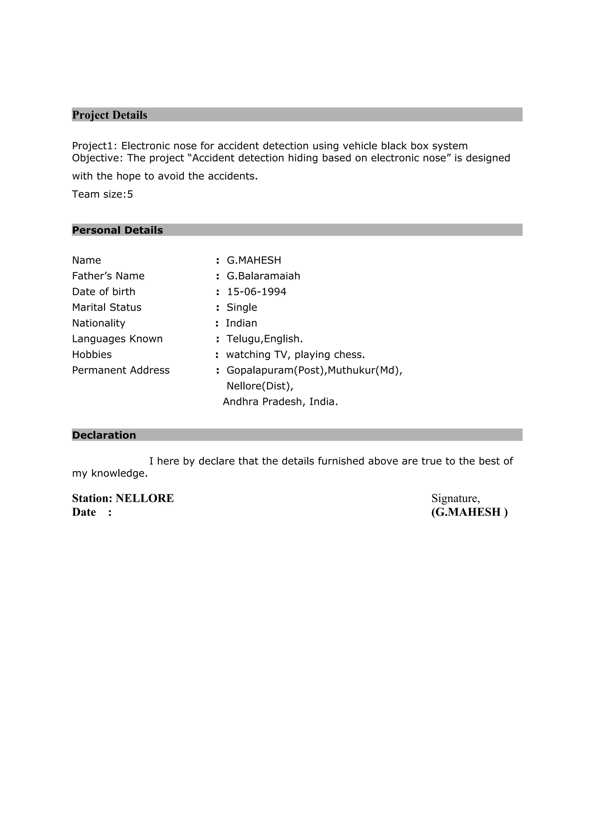 mahesh resume | PDF