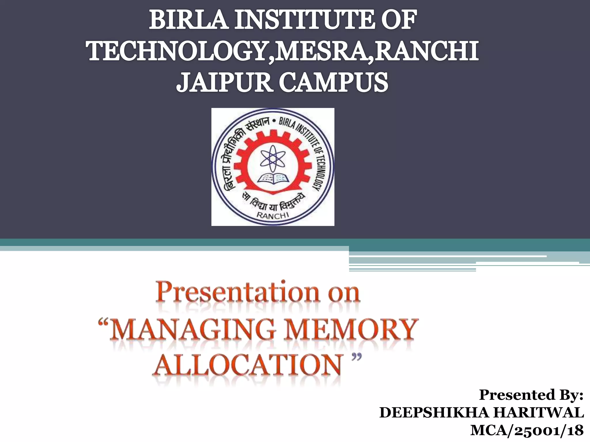 Managing Memory Allocation | PPT