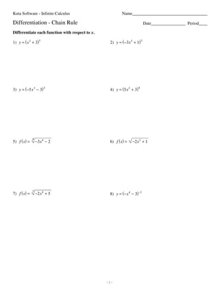 Derivative worksheet with solutions