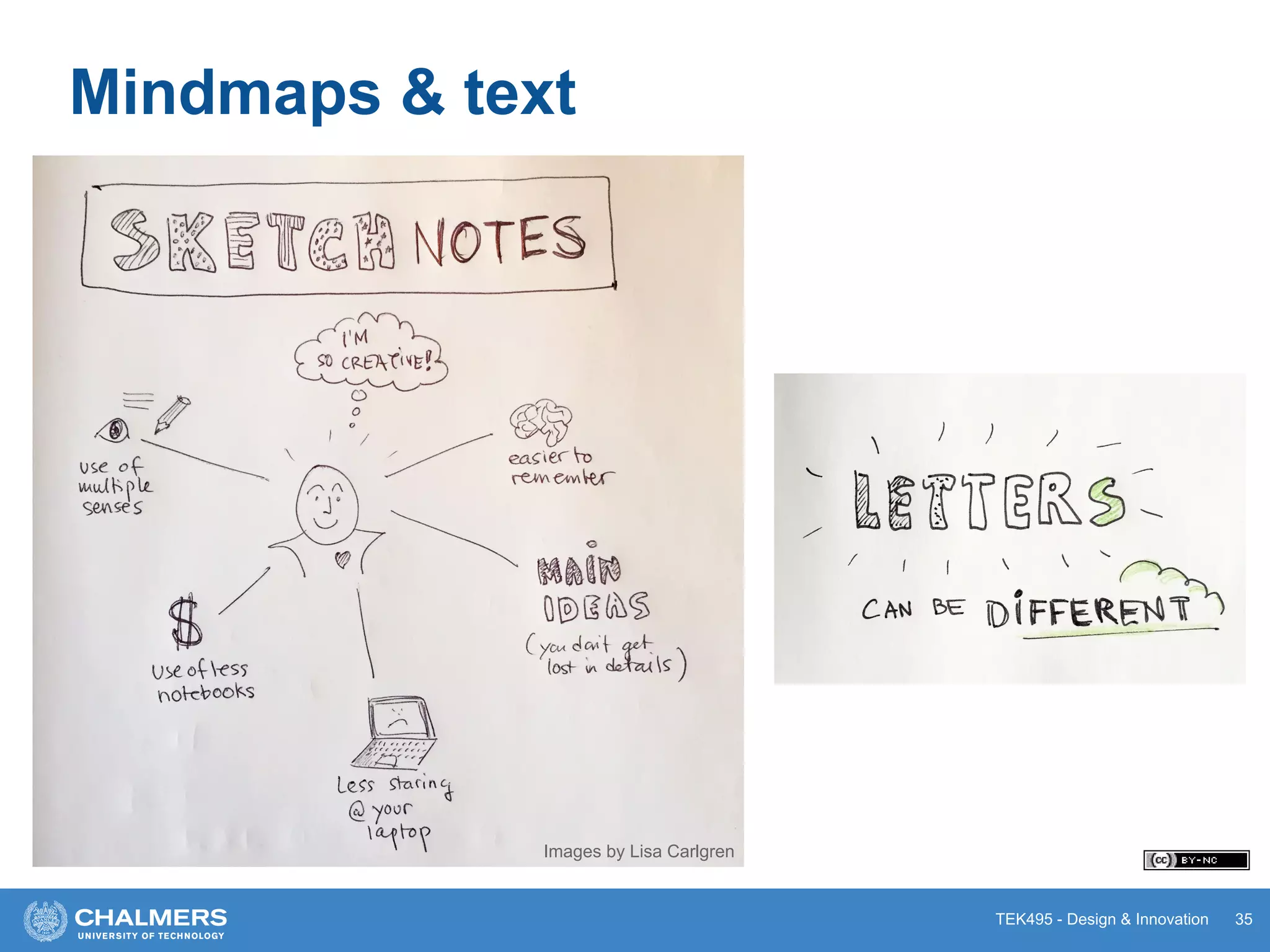 TEK495 - Design & Innovation 35
Mindmaps & text
Images by Lisa Carlgren
 