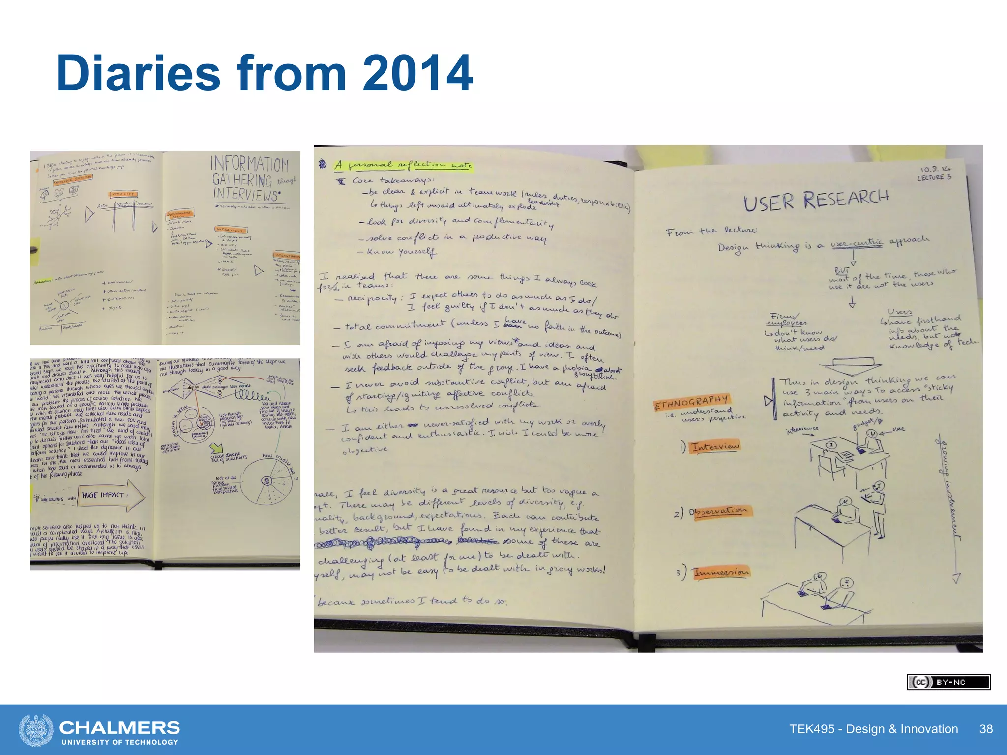 TEK495 - Design & Innovation 38
Diaries from 2014
 