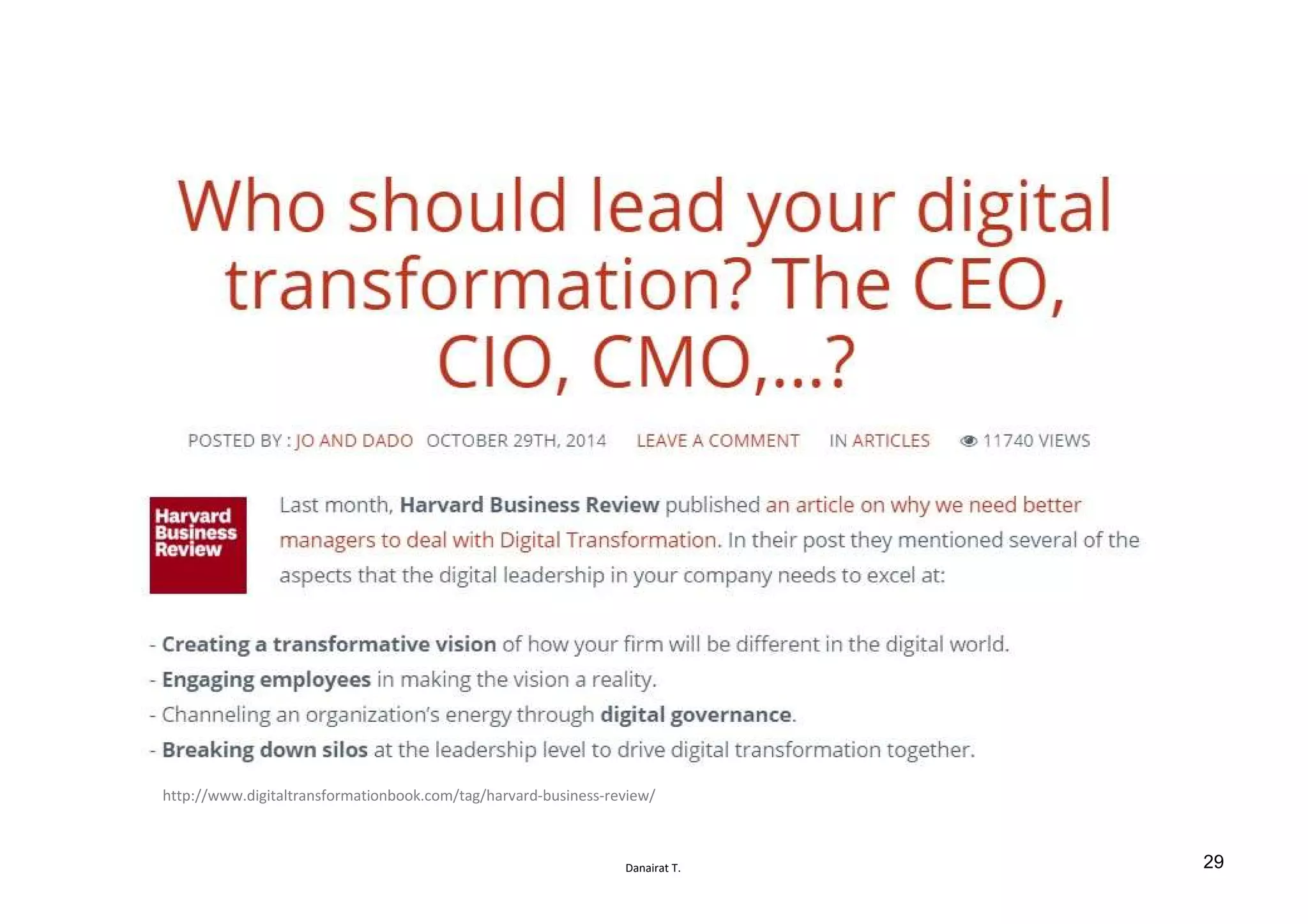 Danairat T.
http://www.digitaltransformationbook.com/tag/harvard-business-review/
29
 