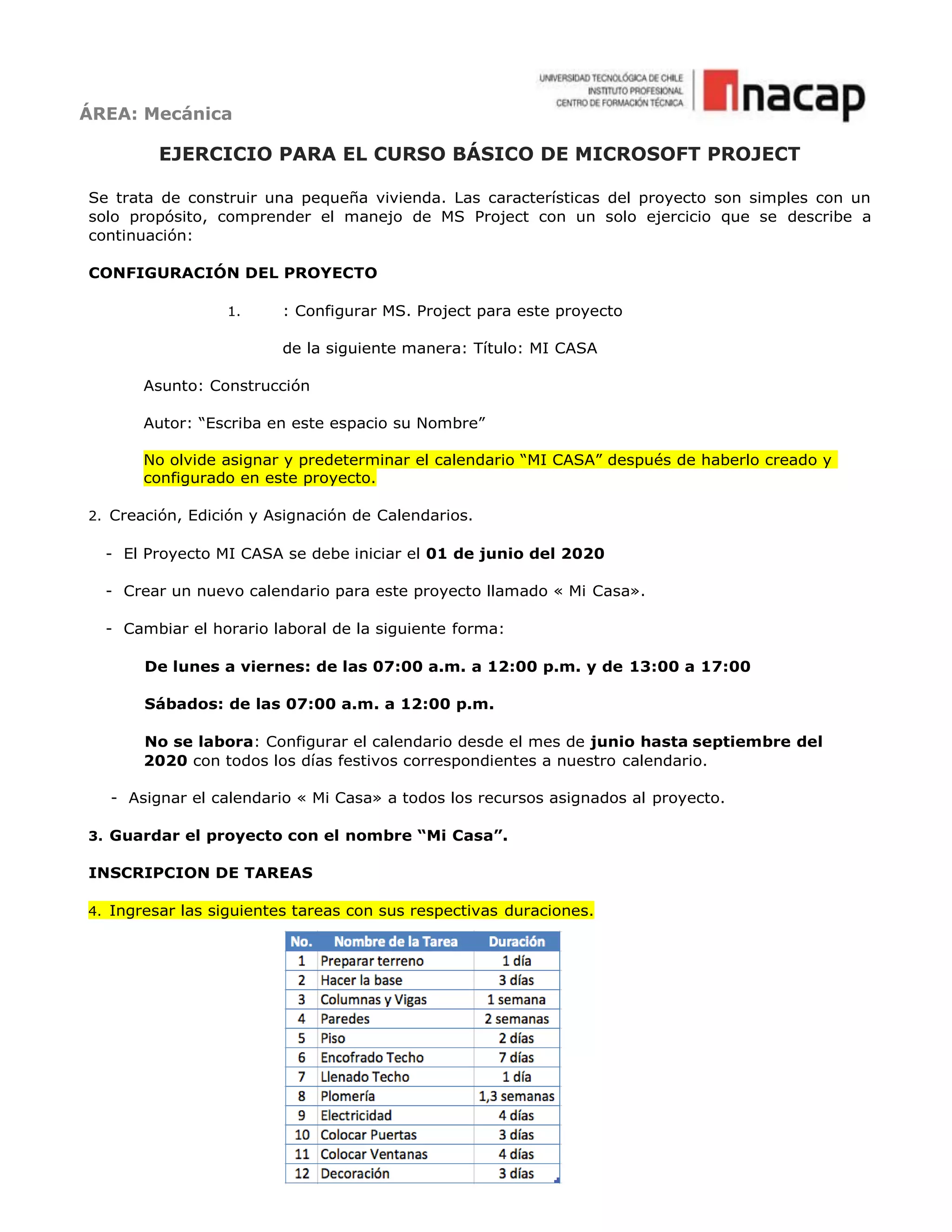 01 ejercicio project | PDF | Civil Engineering Industry | Industries