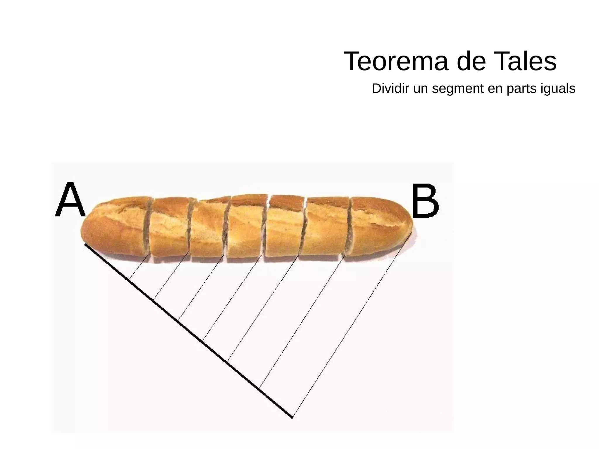 Teorema de Tales
Dividir un segment en parts iguals
A B
 