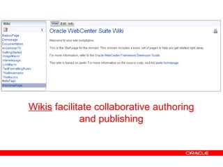 Wikis  facilitate collaborative authoring and publishing 