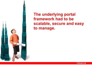 The underlying portal framework had to be scalable, secure and easy to manage. 