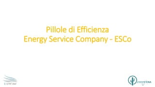 Pillole di Efficienza
Energy Service Company - ESCo
 